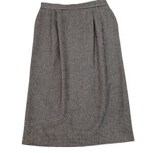 Vtg Vinci Black White Houndstooth Pencil Skirt Wool Back Slit Size 12 Pockets